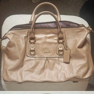 Coach Metalic Taupe Bronze 2 handled Hobo Satchel bag